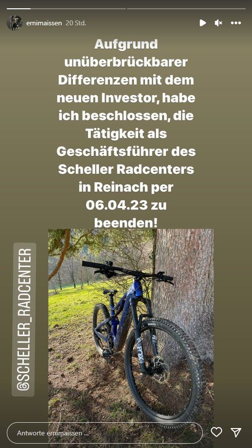 Erni Maissen schmeisst Velo-Job hin