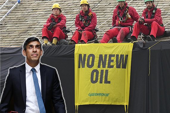 Umweltaktivisten verhüllen Wohnhaus von britischem Premier