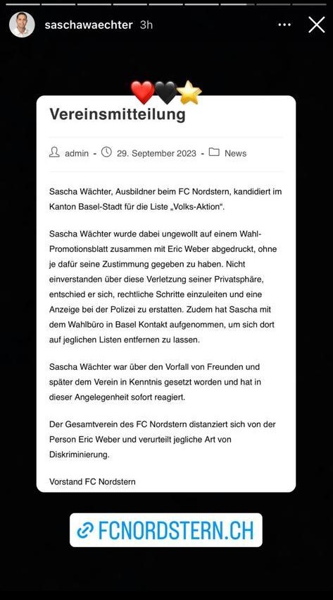 Juniorentrainer des FC Nordstern auf Liste von rechtsextremer Partei