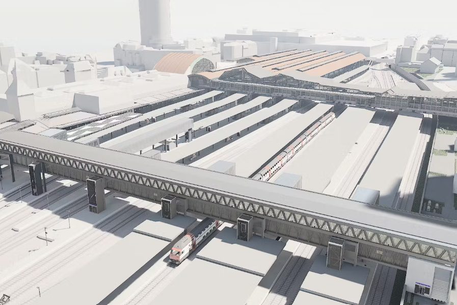 Die neue Passerelle am Bahnhof SBB nimmt Form an