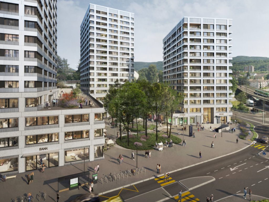 Gegenüber vom Joggeli werden drei neue Hochhäuser gebaut