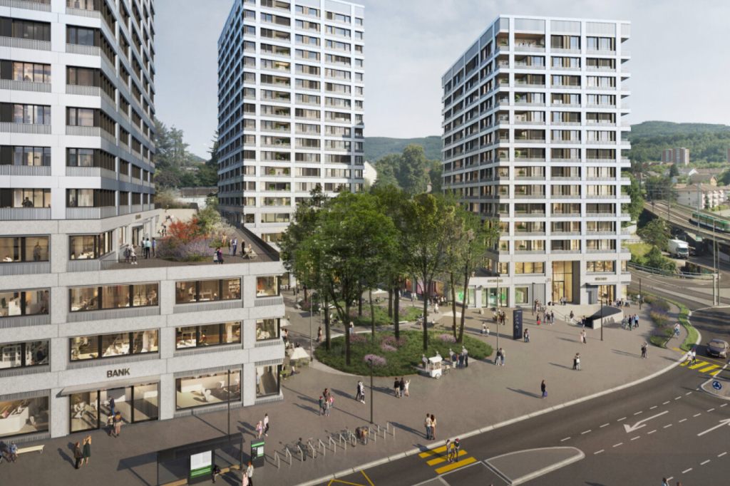 Gegenüber vom Joggeli werden drei neue Hochhäuser gebaut