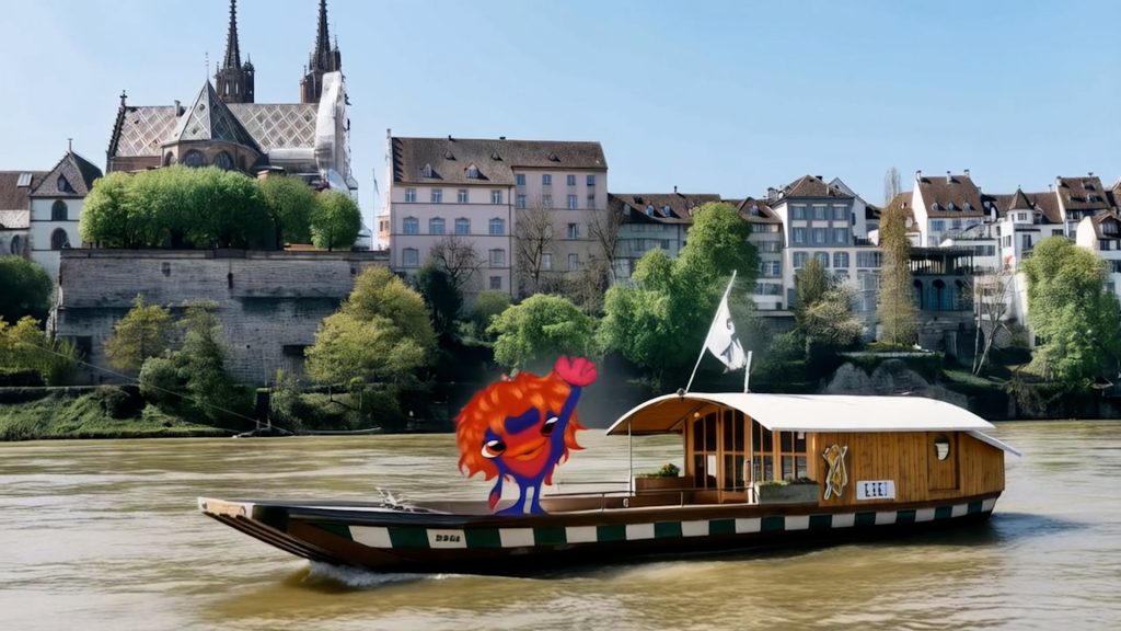 Das ESC-Maskottchen erkundet Basel