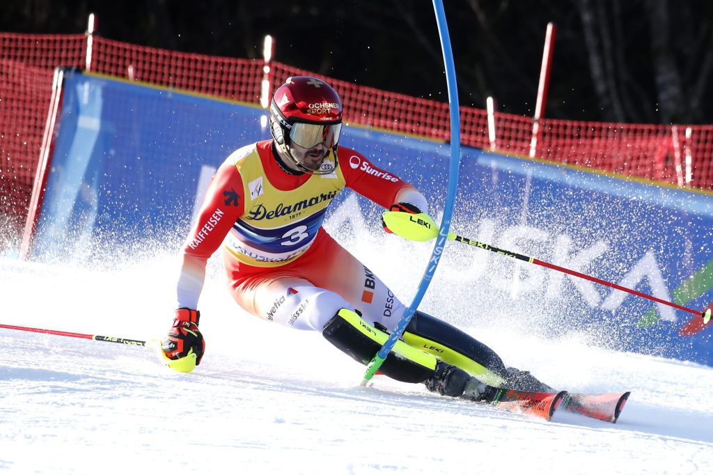 Loïc Meillard verpasst im Slalom von Kranjska Gora das Podest