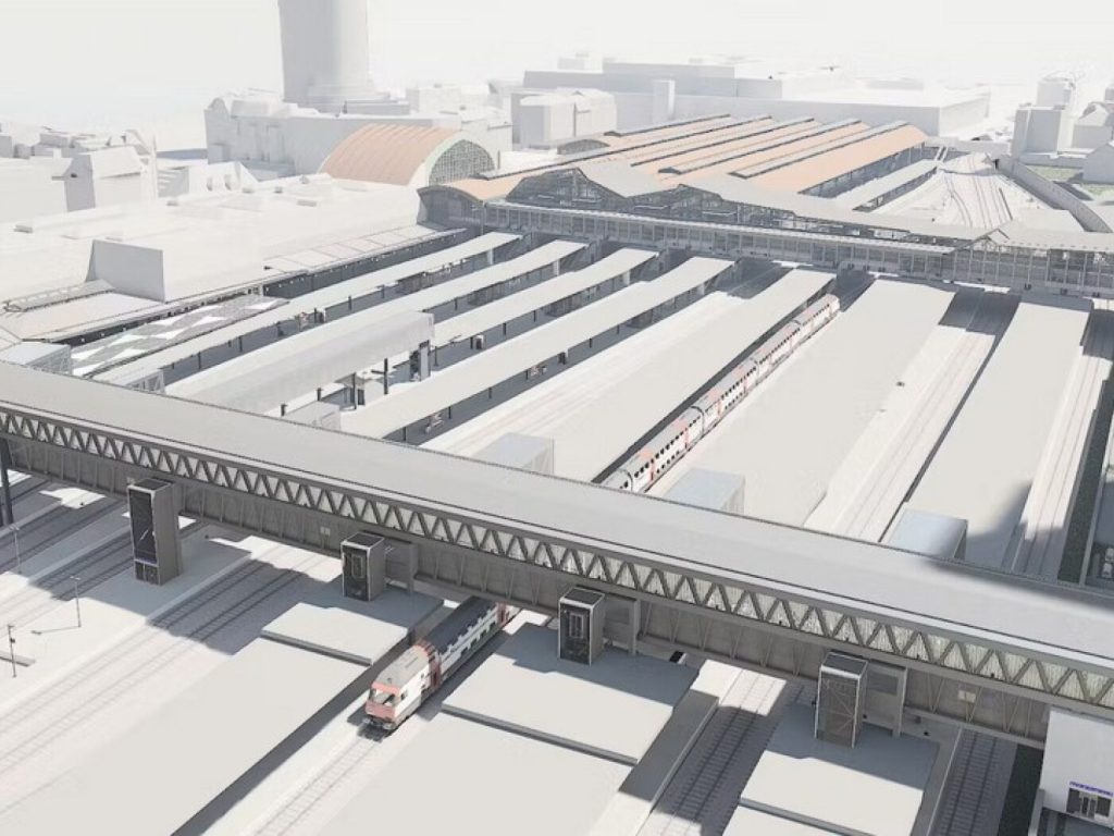 Letzte Etappe: Einschub der 910-Tonnen-Passerelle beim SBB Ende März