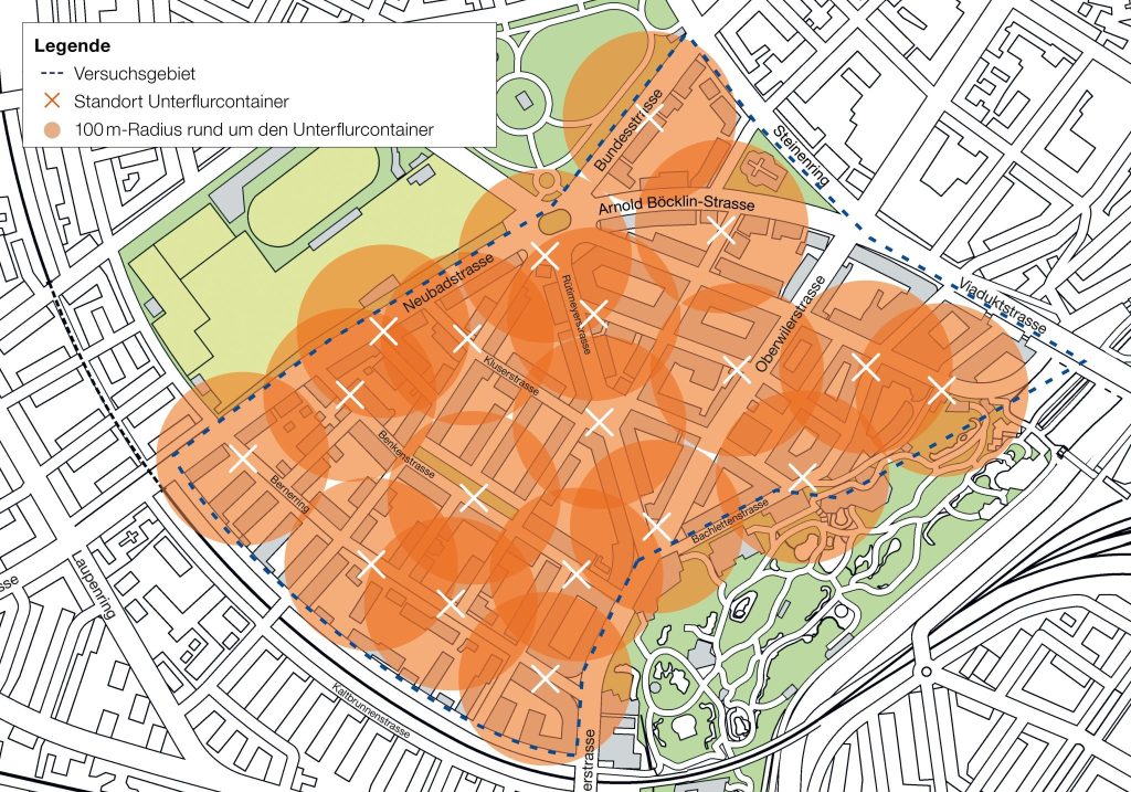Das Unterflurcontainer-Pilotprojekt im Bachlettenquartier nimmt Gestalt an