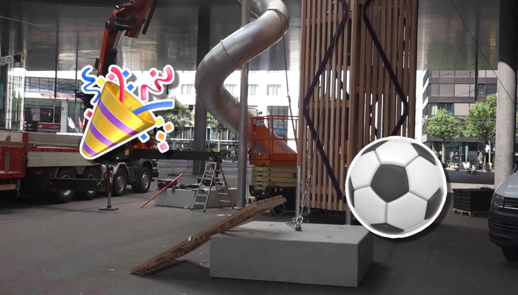 Der Messeplatz verwandelt sich in die EM-Fanzone