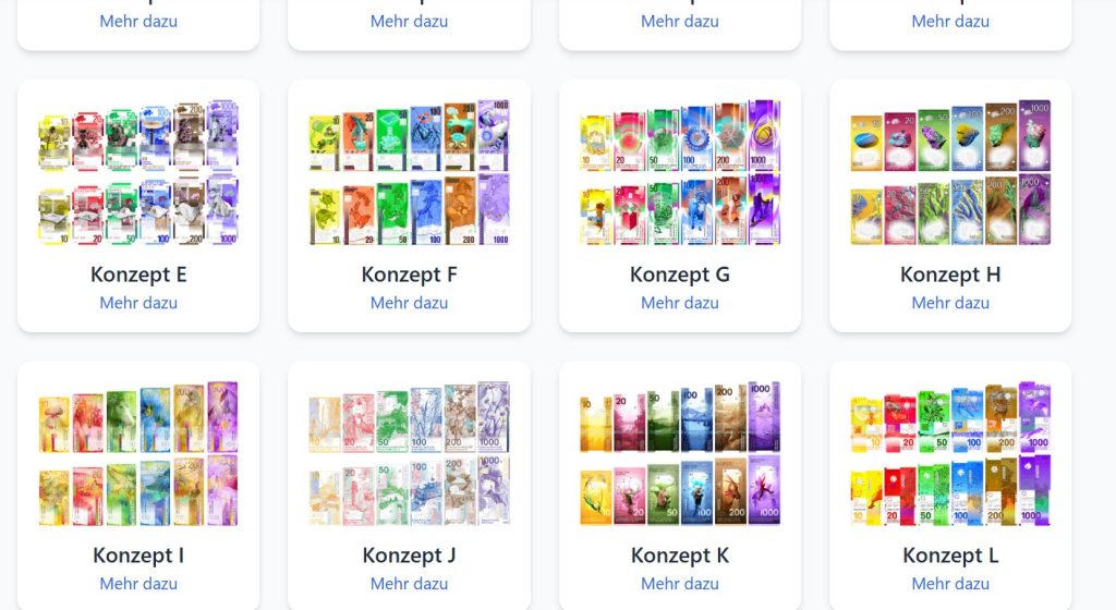 SNB stellt zwölf Entwürfe für neue Banknoten vor