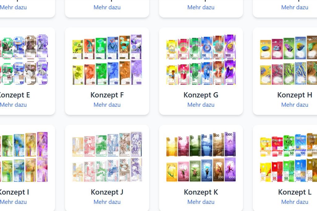 SNB stellt zwölf Entwürfe für neue Banknoten vor