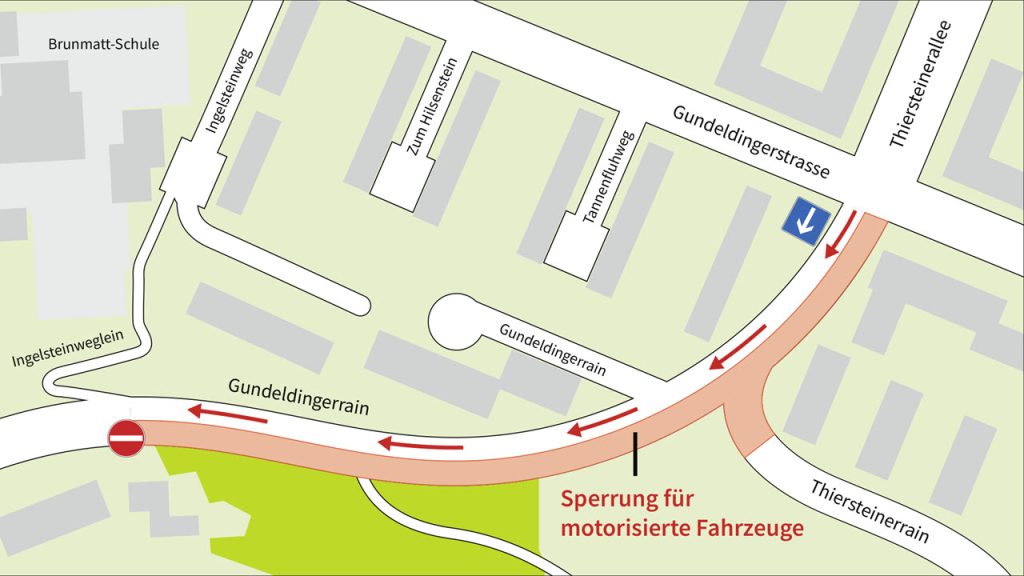 Gundeldingerrain wird bis Ende März 2026 zur Einbahnstrasse