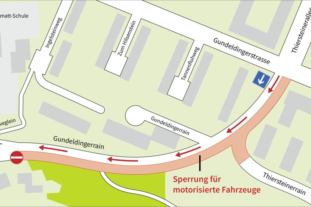 Gundeldingerrain wird bis Ende März 2026 zur Einbahnstrasse